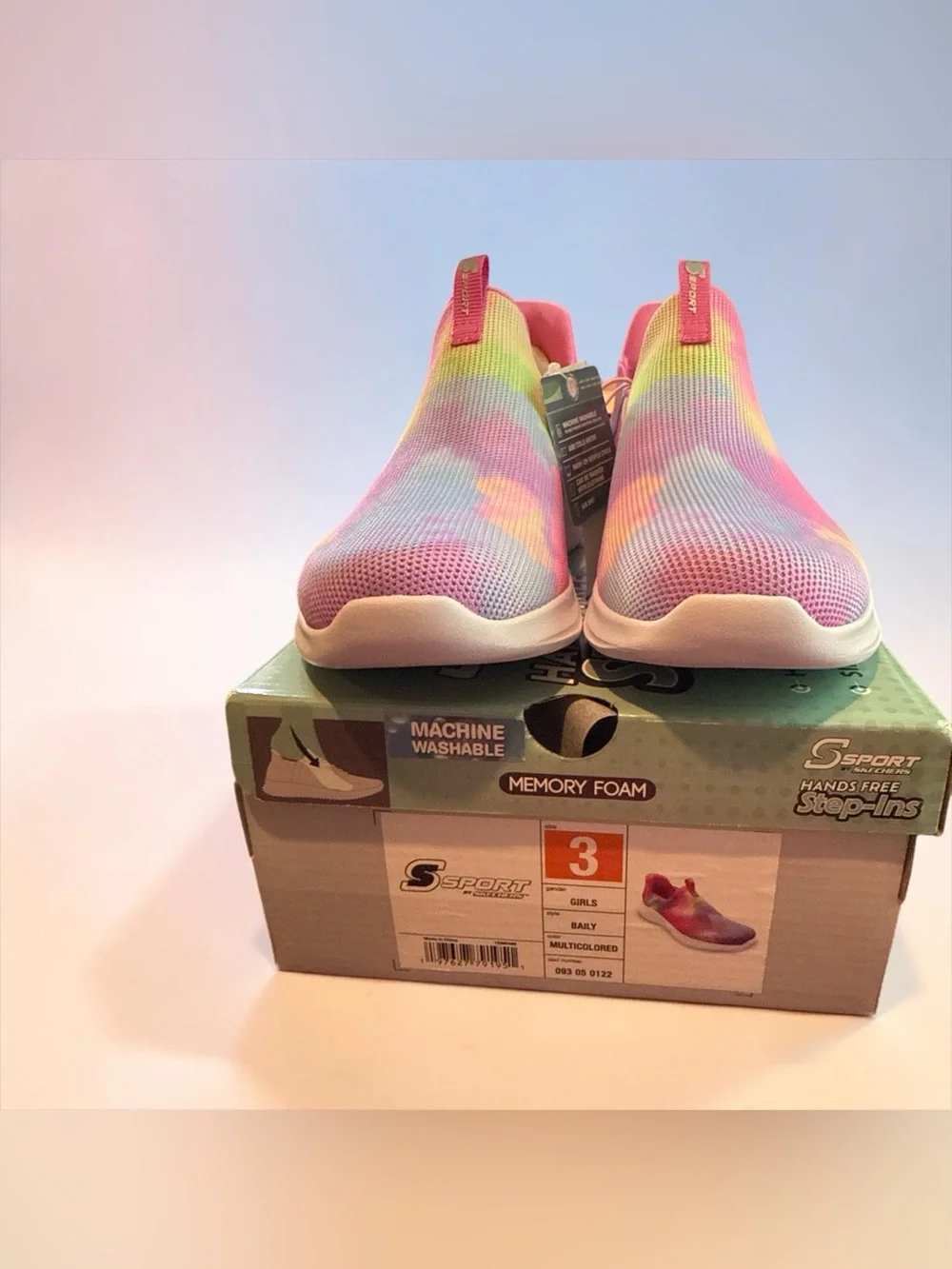 Skechers Kids Slip-On Sneakers - Pink Multicolor Tie-Dye Sz 3Y